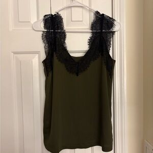 Lace Trim Olive Green Tank Top